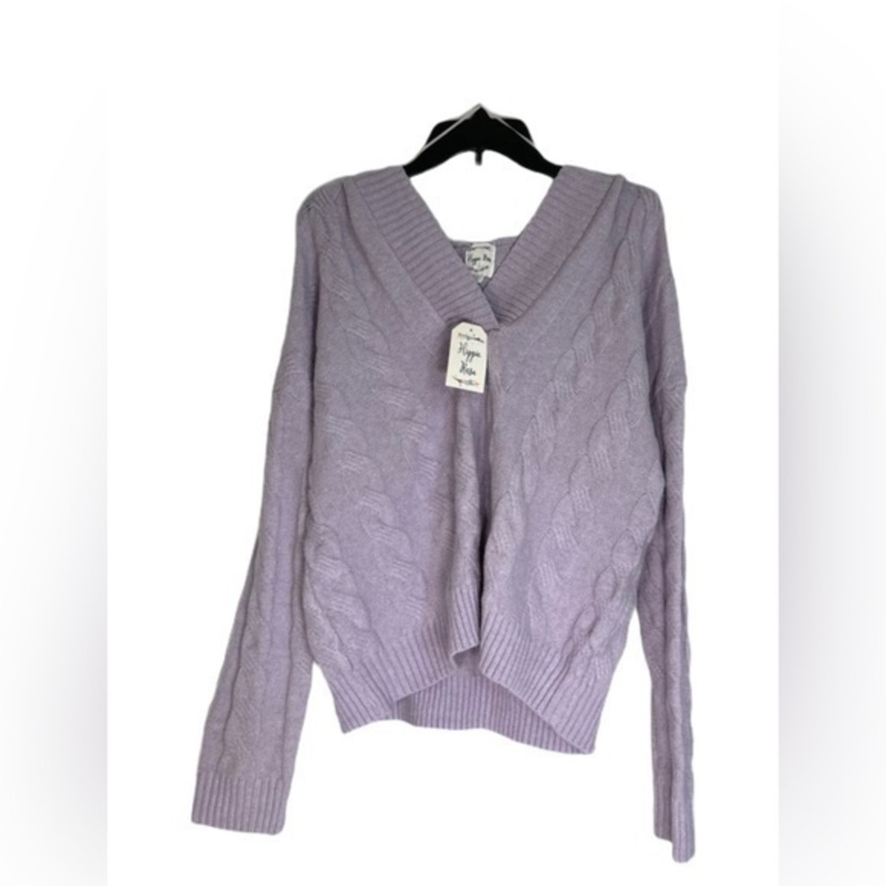HIPPIE ROSE Cable-Knit Hoodie Sweater